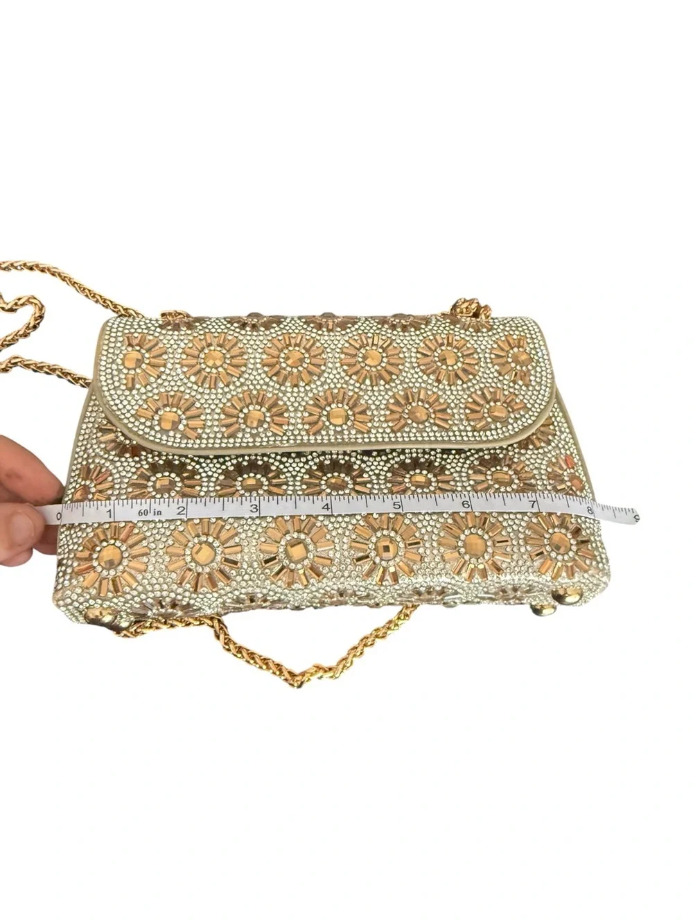 Gold & Silver Embellished Chain Shoulder Bag